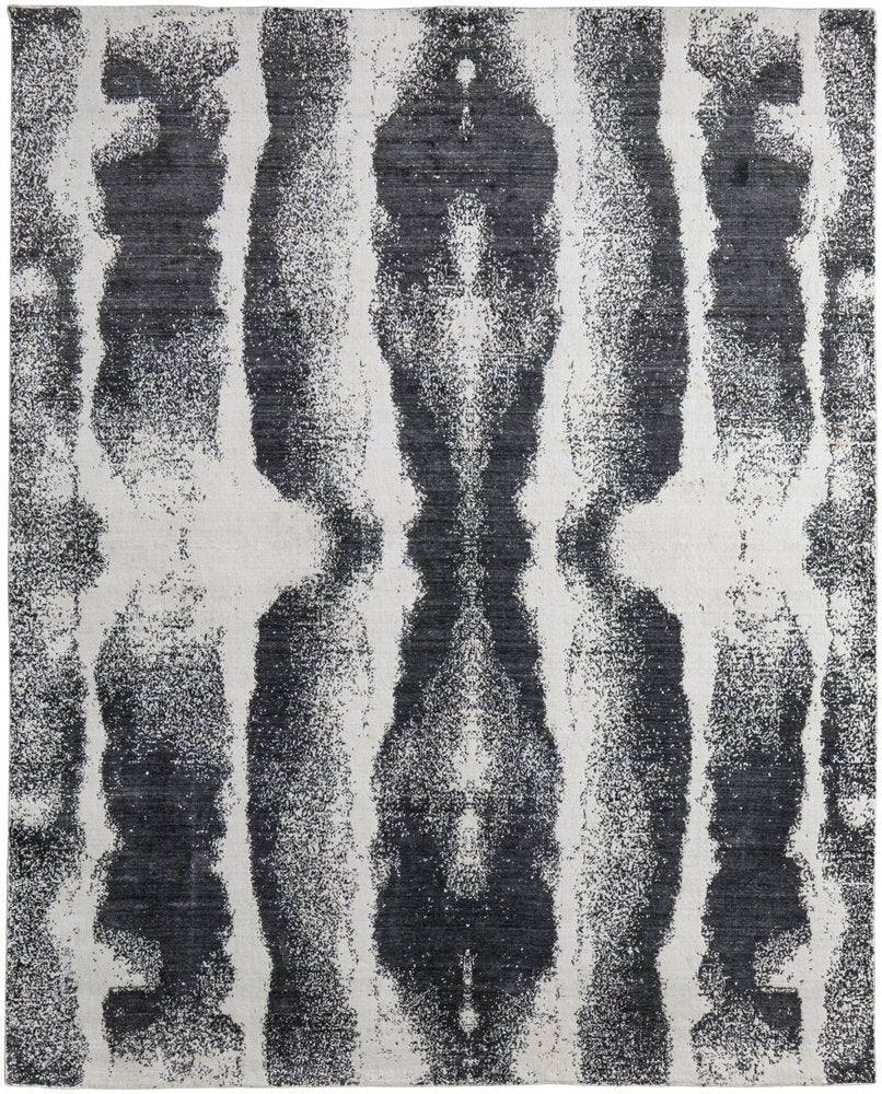 4' X 6' Black and Gray Abstract Hand Woven Area Rug