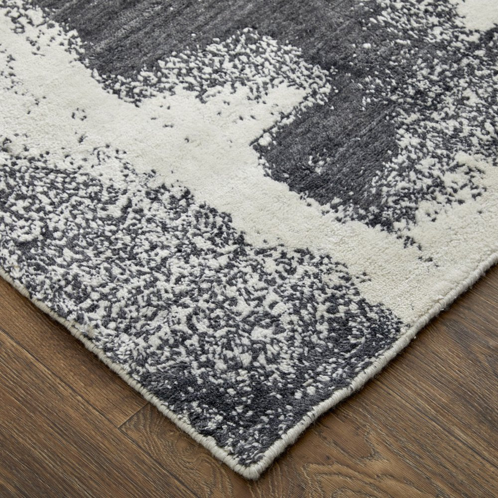 4' X 6' Black and Gray Abstract Hand Woven Area Rug
