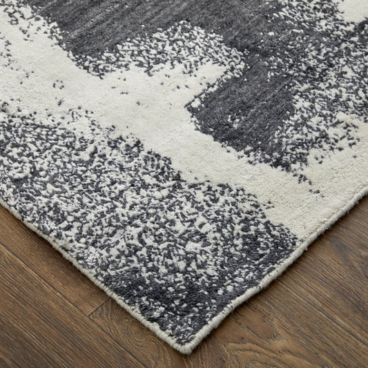 4' X 6' Black and Gray Abstract Hand Woven Area Rug