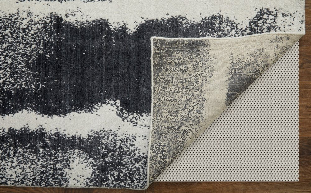 4' X 6' Black and Gray Abstract Hand Woven Area Rug