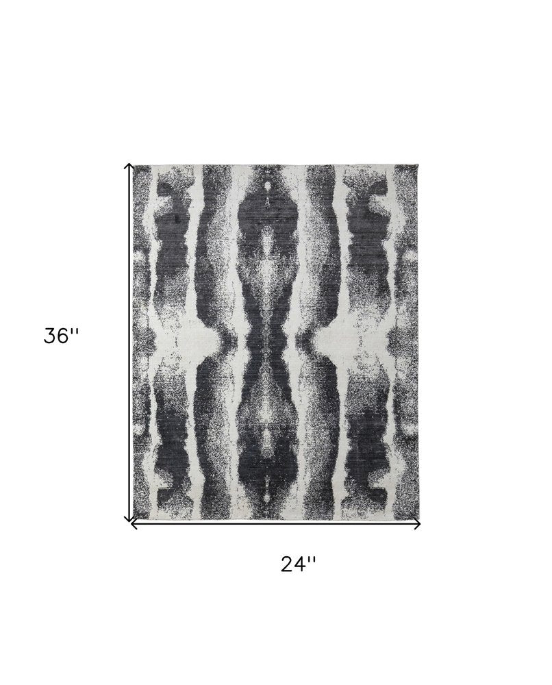 4' X 6' Black and Gray Abstract Hand Woven Area Rug