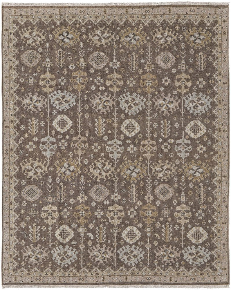 6' X 9' Gray and Ivory Wool Oriental Hand Knotted Area Rug With Fringe