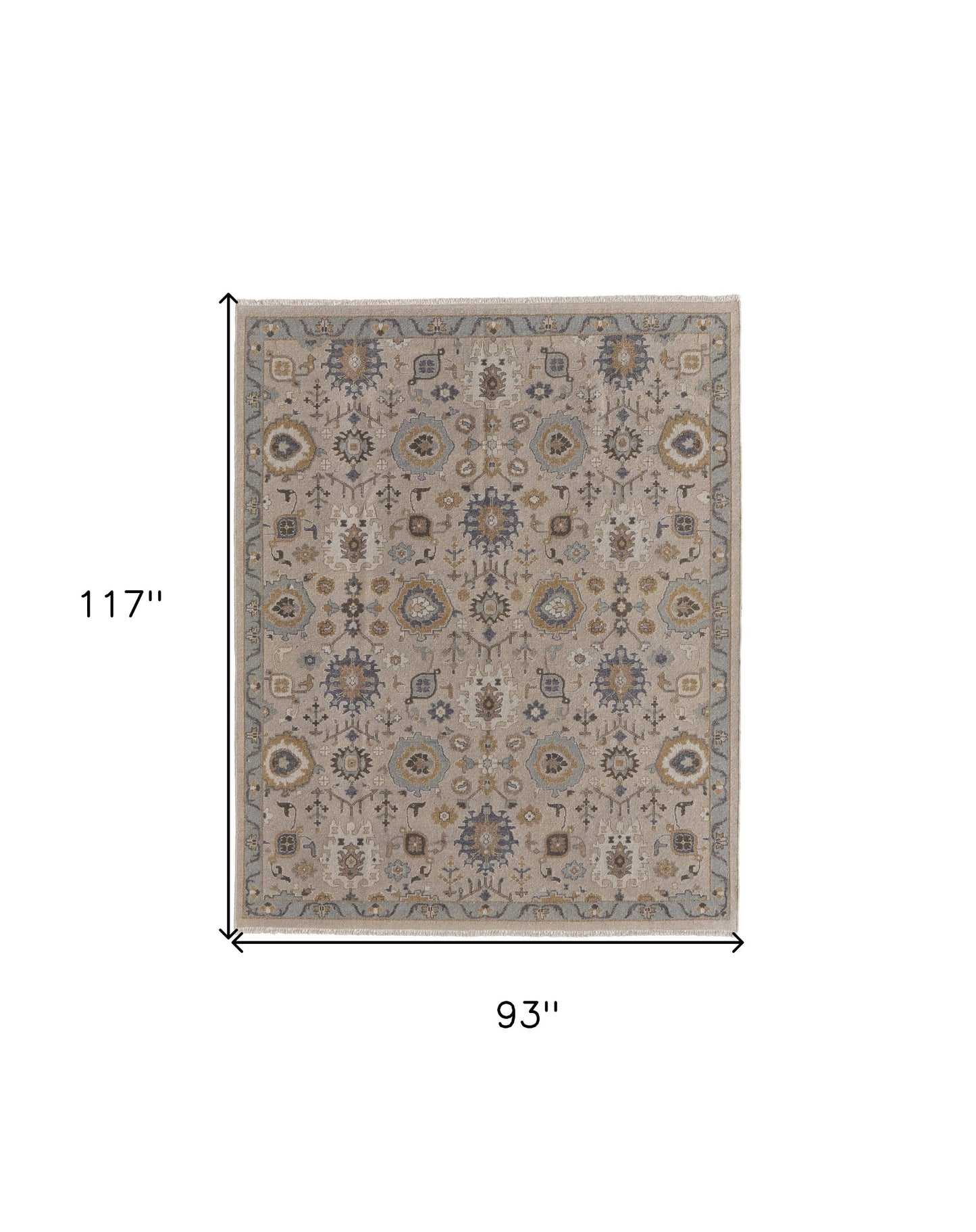 4' X 6' Tan Brown and Gray Wool Oriental Hand Knotted Area Rug With Fringe