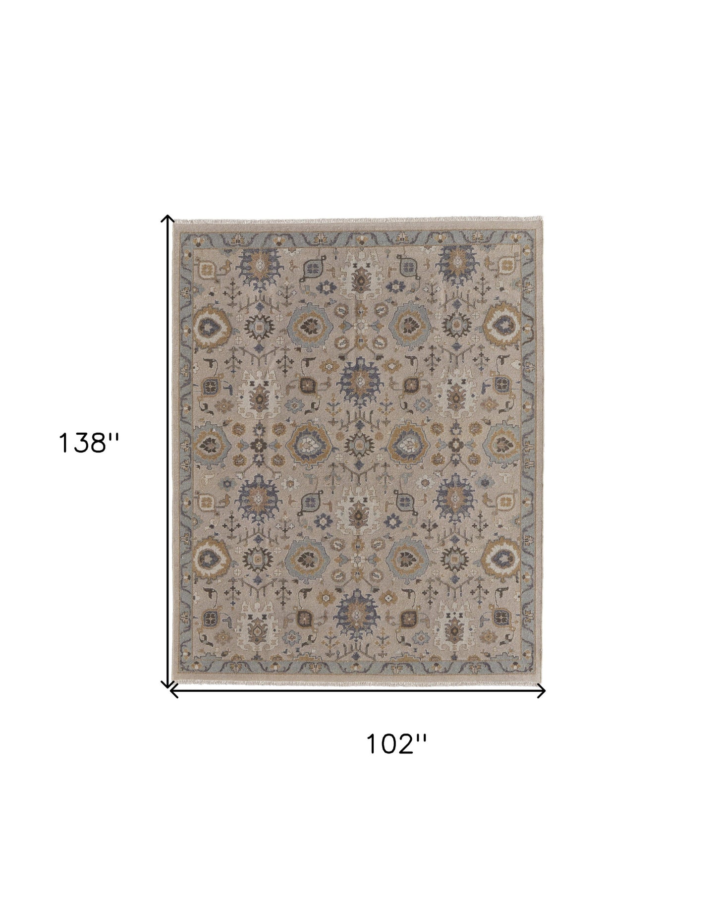 4' X 6' Tan Brown and Gray Wool Oriental Hand Knotted Area Rug With Fringe