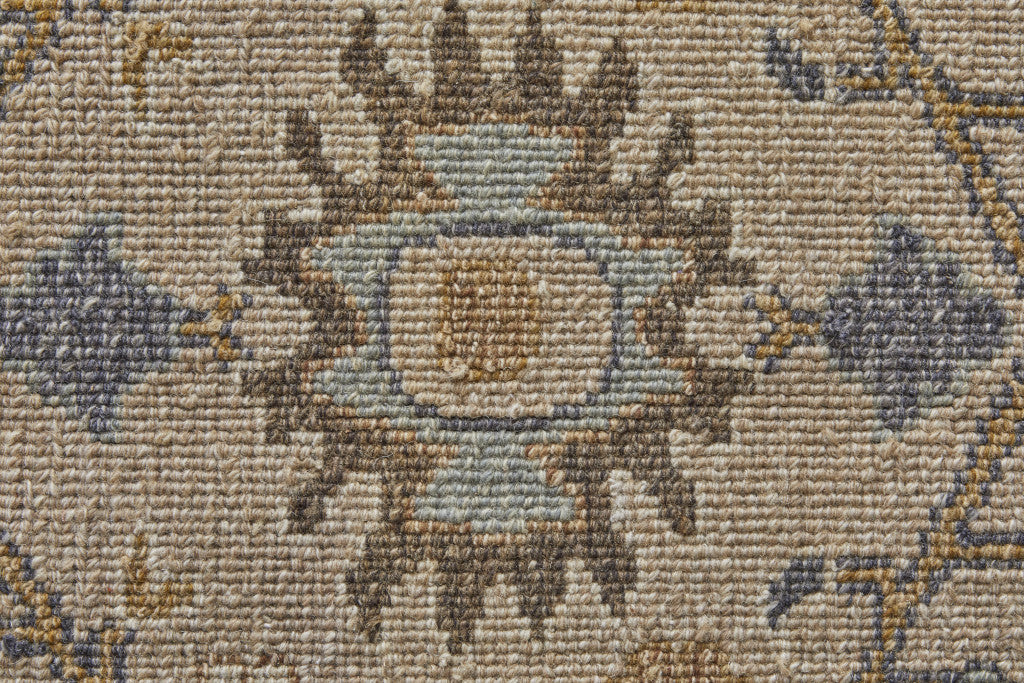 4' X 6' Tan Brown and Gray Wool Oriental Hand Knotted Area Rug With Fringe