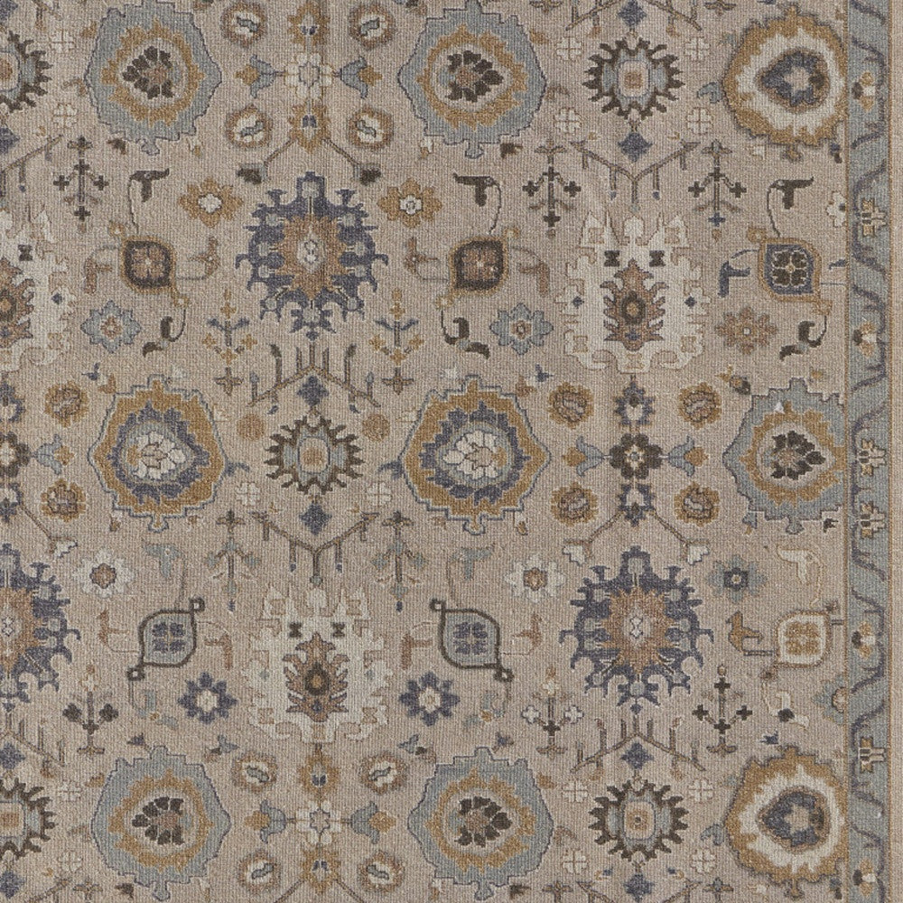 4' X 6' Tan Brown and Gray Wool Oriental Hand Knotted Area Rug With Fringe