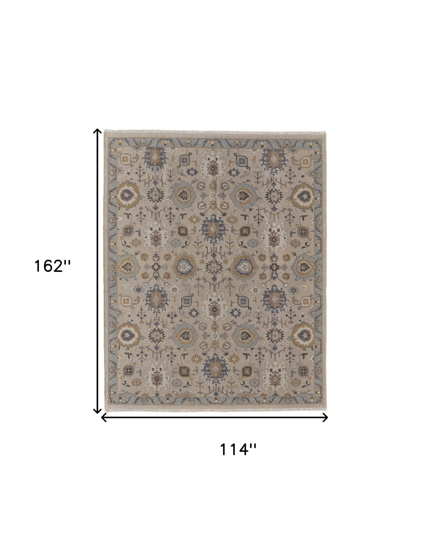 4' X 6' Tan Brown and Gray Wool Oriental Hand Knotted Area Rug With Fringe