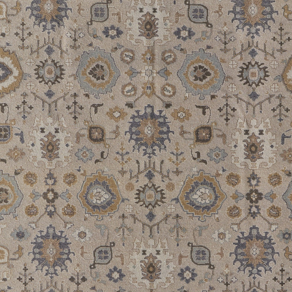 4' X 6' Tan Brown and Gray Wool Oriental Hand Knotted Area Rug With Fringe