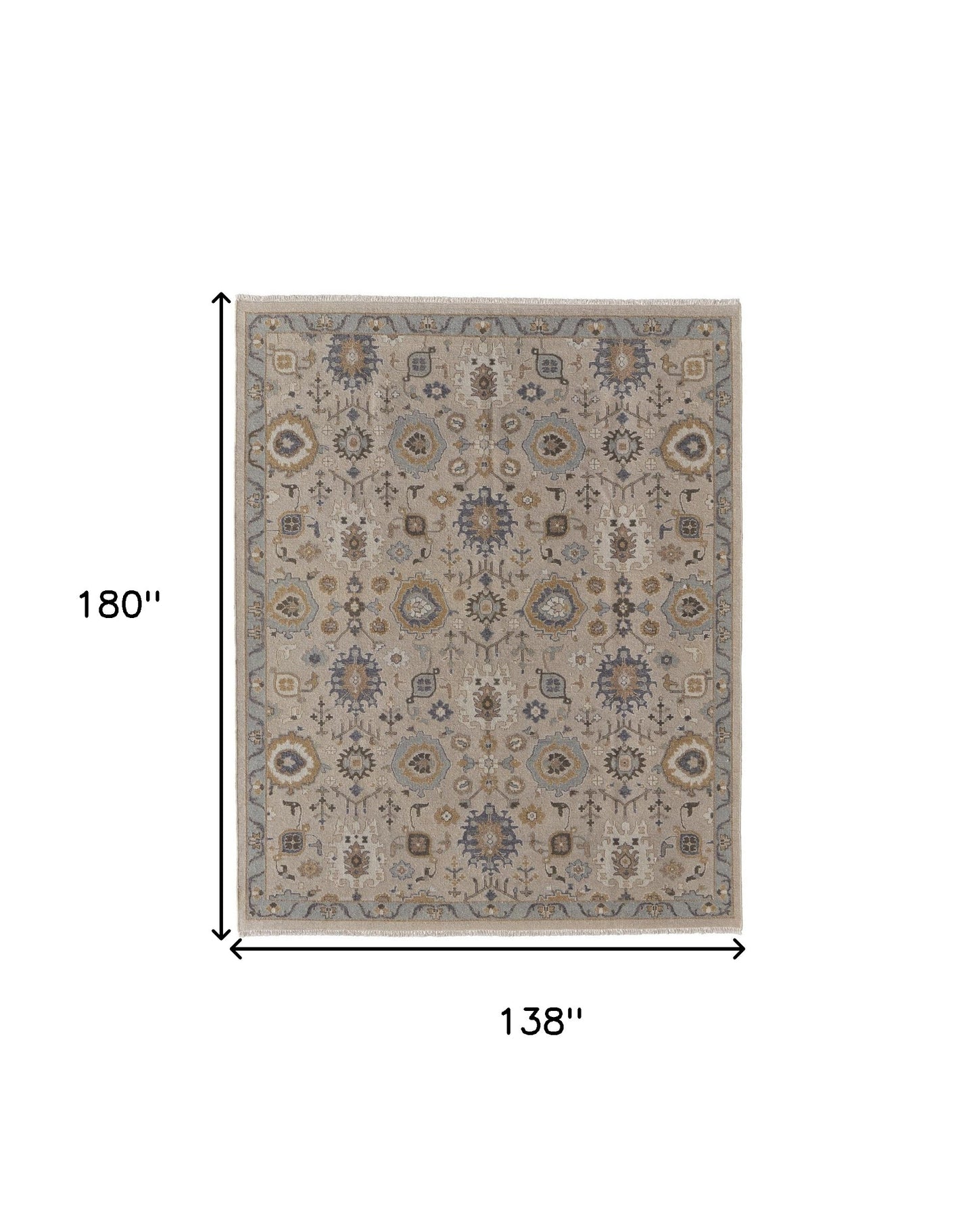 4' X 6' Tan Brown and Gray Wool Oriental Hand Knotted Area Rug With Fringe