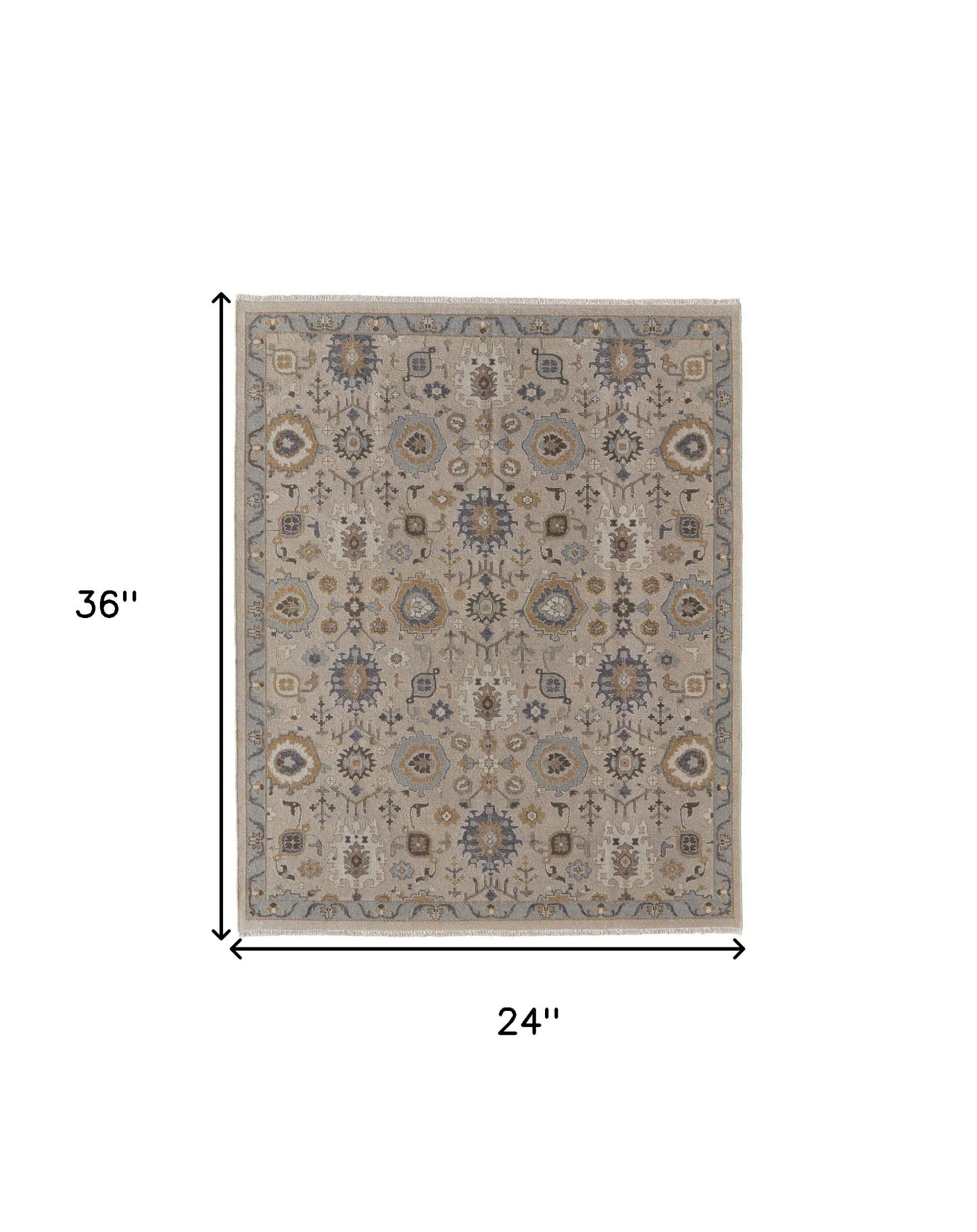 4' X 6' Tan Brown and Gray Wool Oriental Hand Knotted Area Rug With Fringe