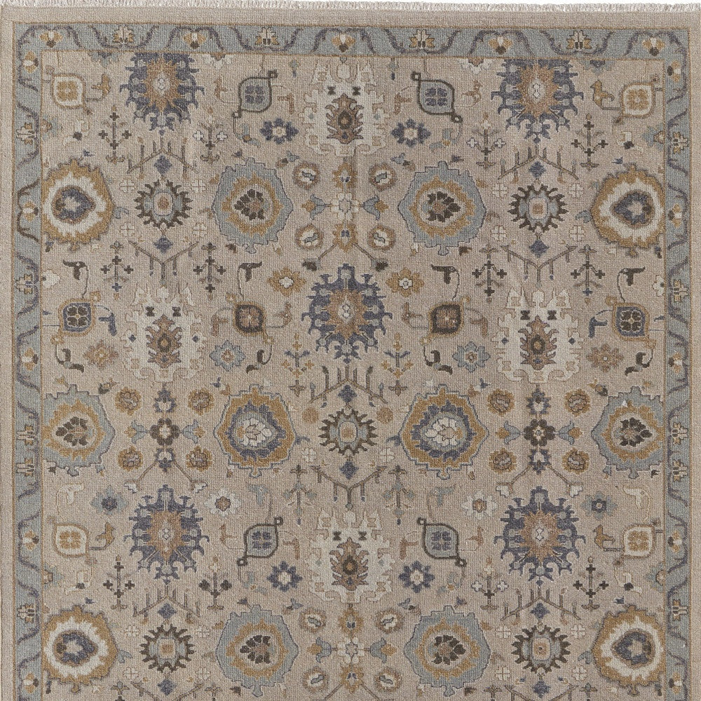 4' X 6' Tan Brown and Gray Wool Oriental Hand Knotted Area Rug With Fringe
