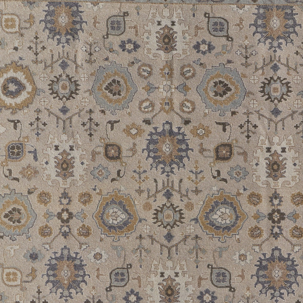 4' X 6' Tan Brown and Gray Wool Oriental Hand Knotted Area Rug With Fringe