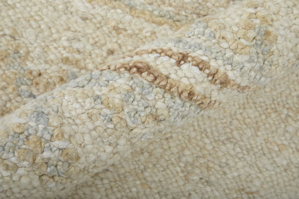 6' X 9' Ivory Tan and Gray Wool Floral Hand Knotted Area Rug