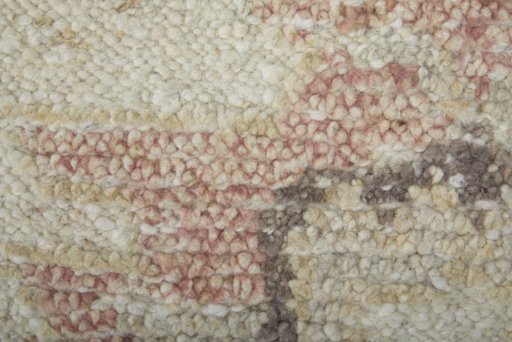 6' X 9' Ivory Tan and Gray Wool Floral Hand Knotted Area Rug