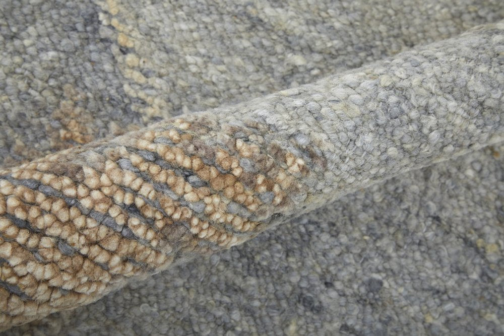 4' X 6' Gray and Blue Wool Floral Hand Knotted Area Rug