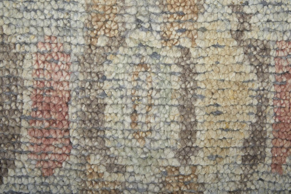 4' X 6' Gray and Blue Wool Floral Hand Knotted Area Rug