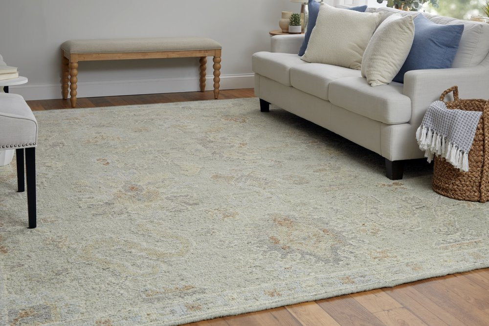 4' X 6' Gray and Brown Wool Floral Hand Knotted Area Rug