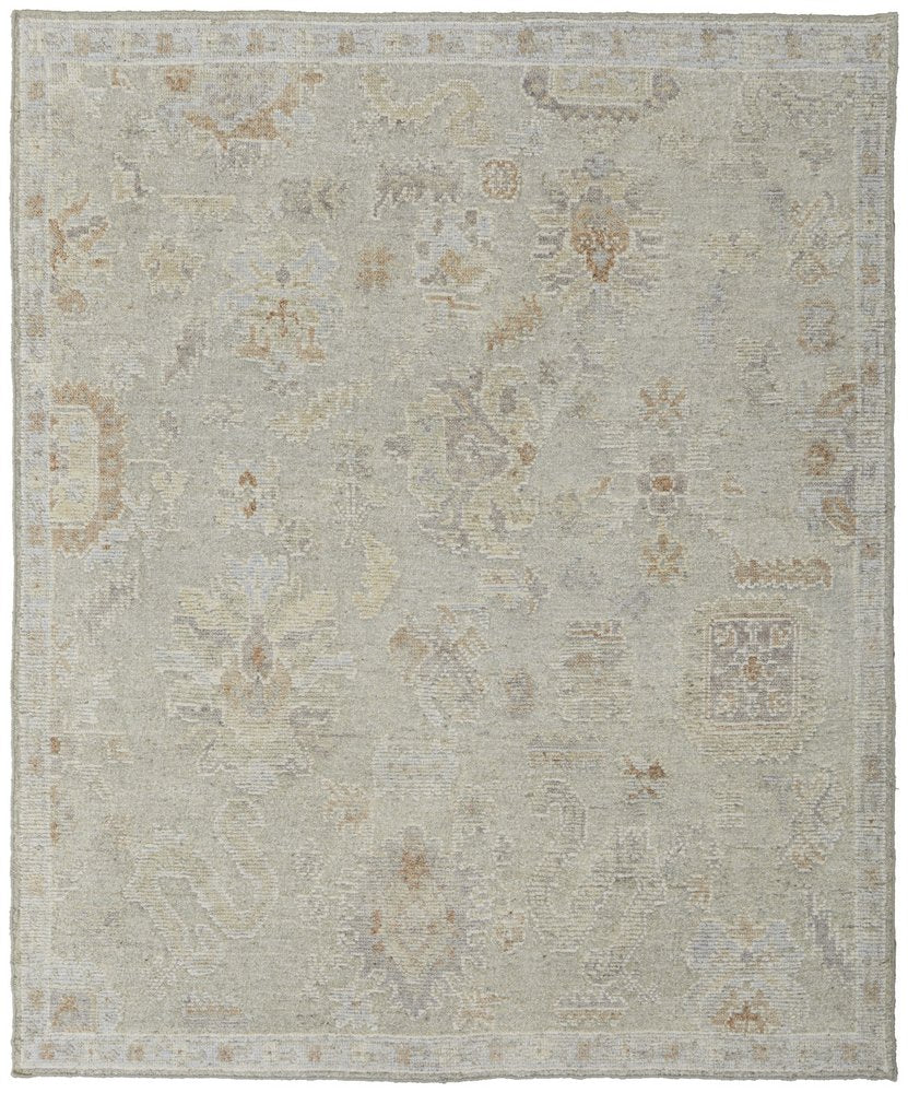 4' X 6' Gray and Brown Wool Floral Hand Knotted Area Rug