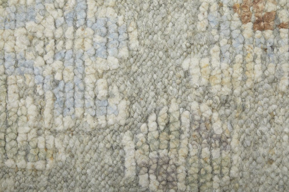 4' X 6' Gray and Brown Wool Floral Hand Knotted Area Rug