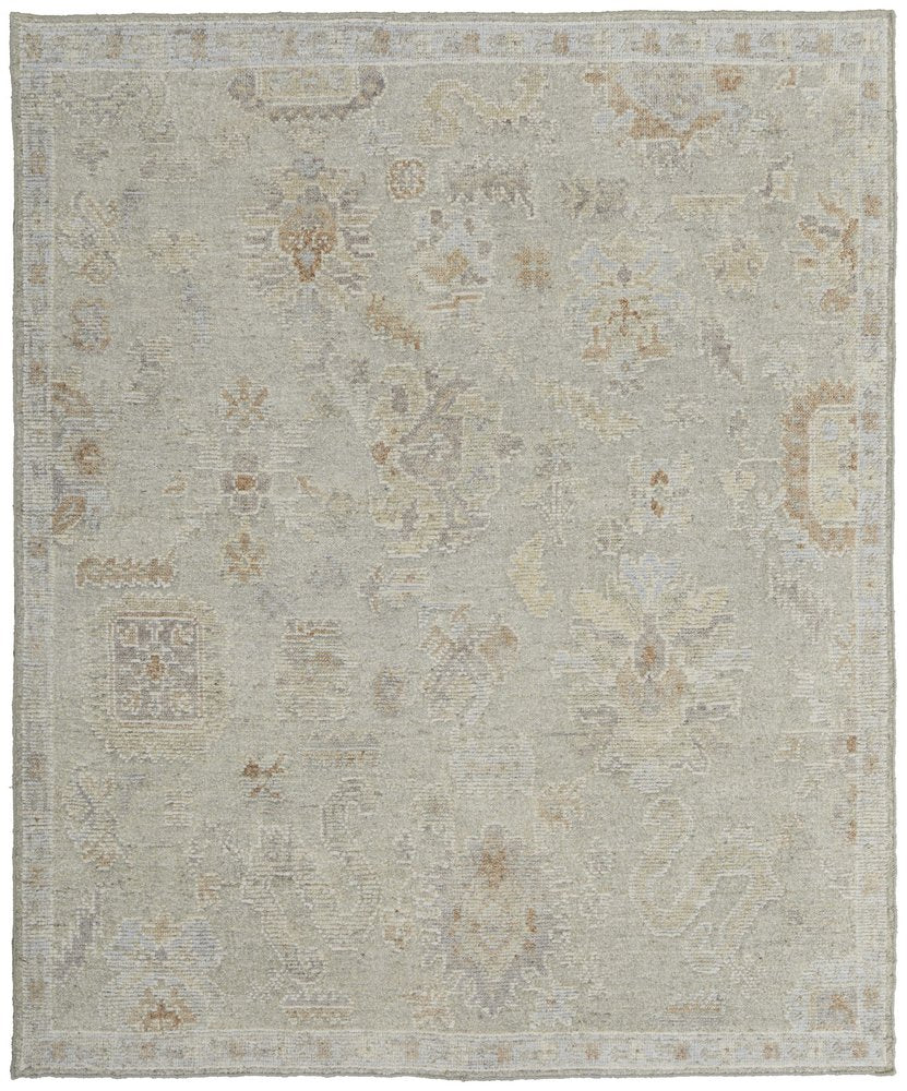 4' X 6' Gray and Brown Wool Floral Hand Knotted Area Rug