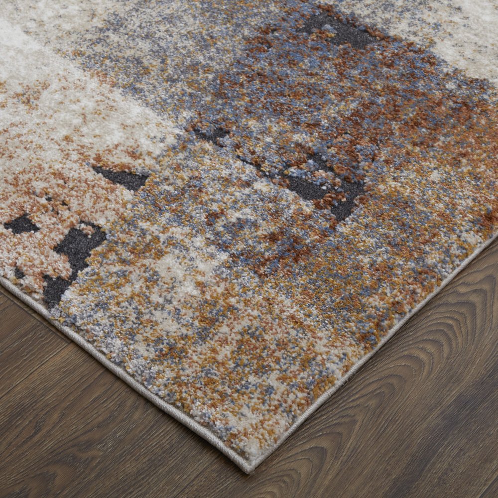 5' X 8' Gray Blue and Ivory Checkered Power Loom Area Rug