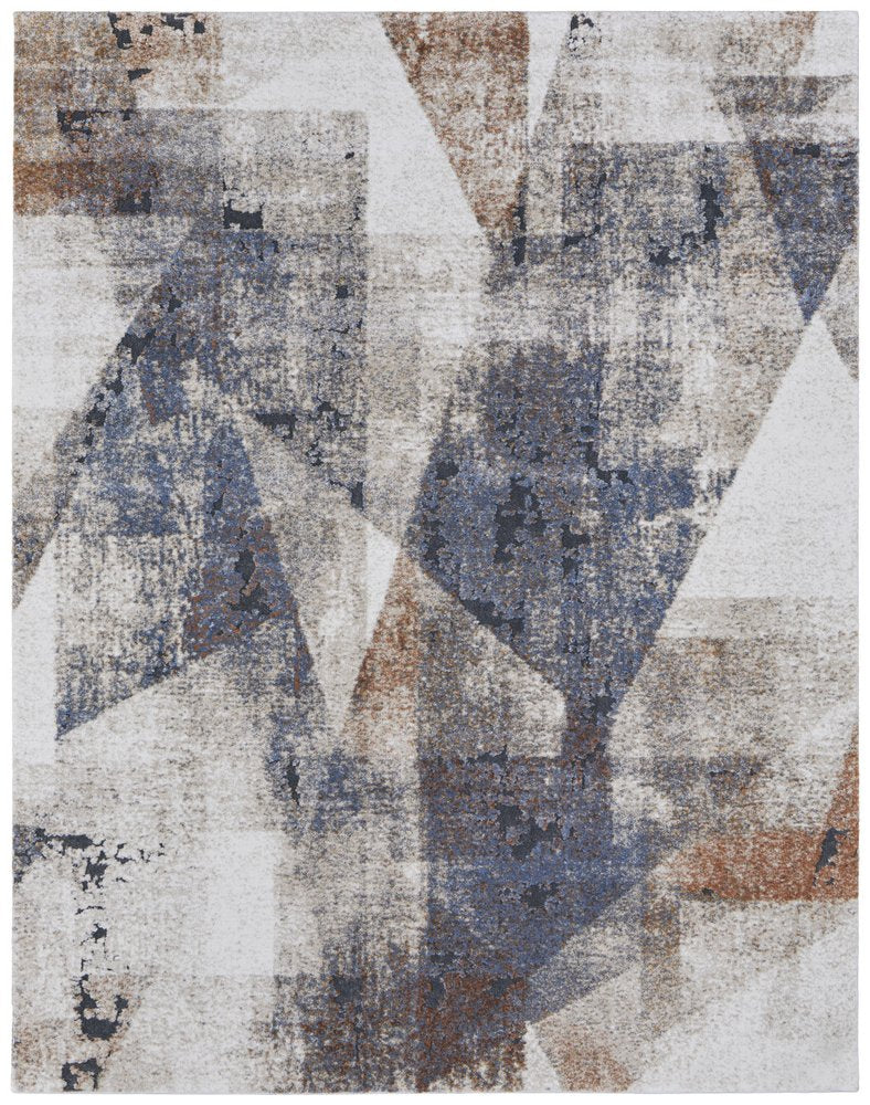 5' X 8' Gray Blue and Ivory Checkered Power Loom Area Rug