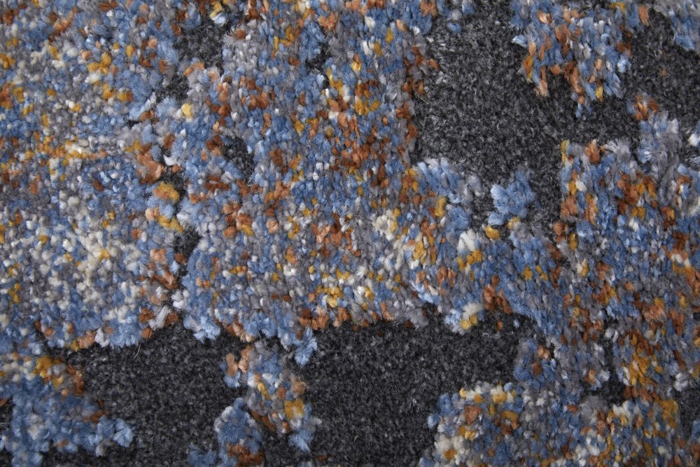 5' X 8' Gray Blue and Ivory Checkered Power Loom Area Rug