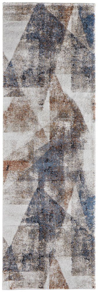 5' X 8' Gray Blue and Ivory Checkered Power Loom Area Rug