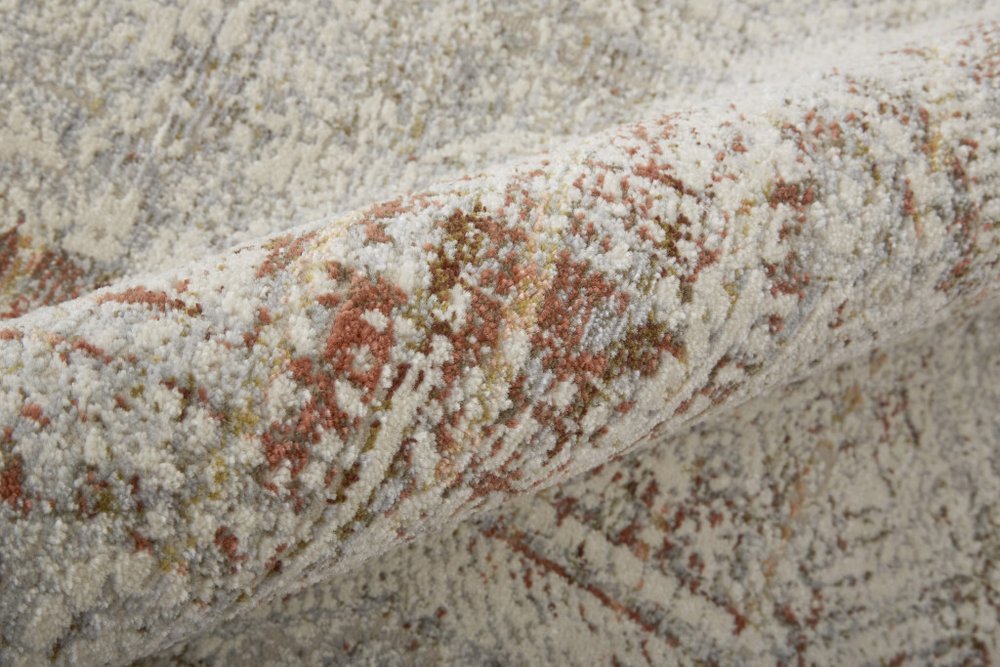 3' X 5' Gray Ivory And Burnt Orange Oriental Distressed Area Rug With Fringe