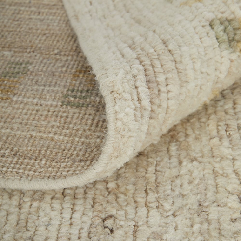 8' X 10' Gray Tan and Green Wool Abstract Hand Knotted Area Rug