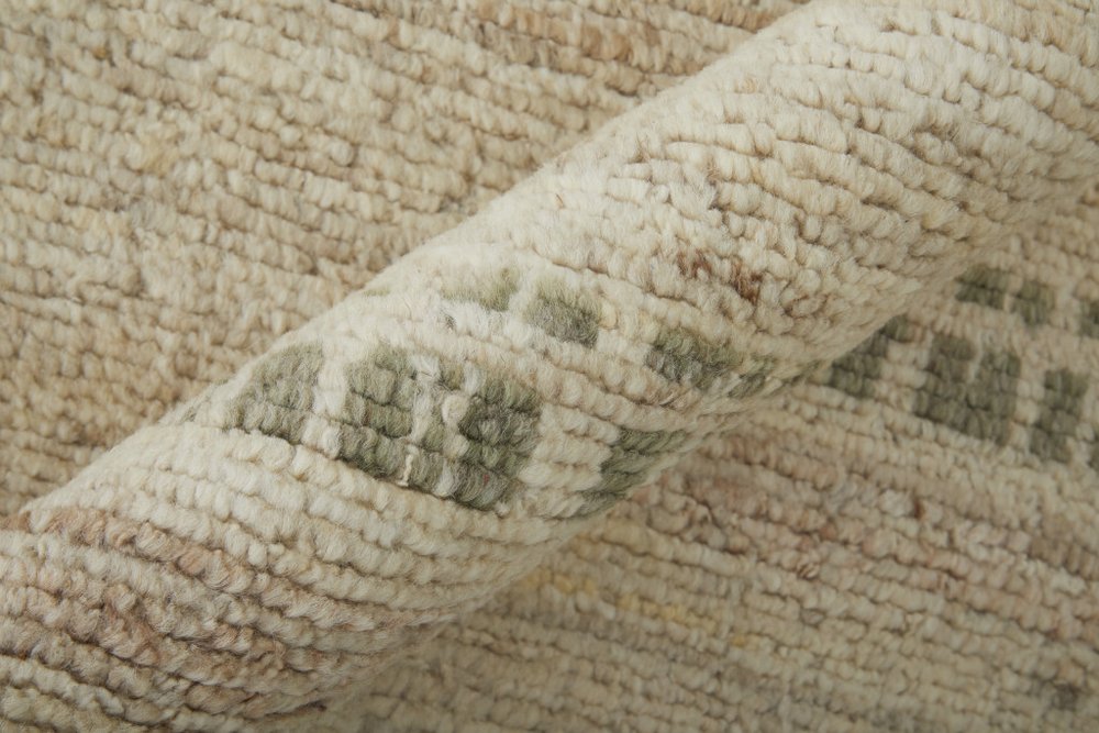 8' X 10' Gray Tan and Green Wool Abstract Hand Knotted Area Rug