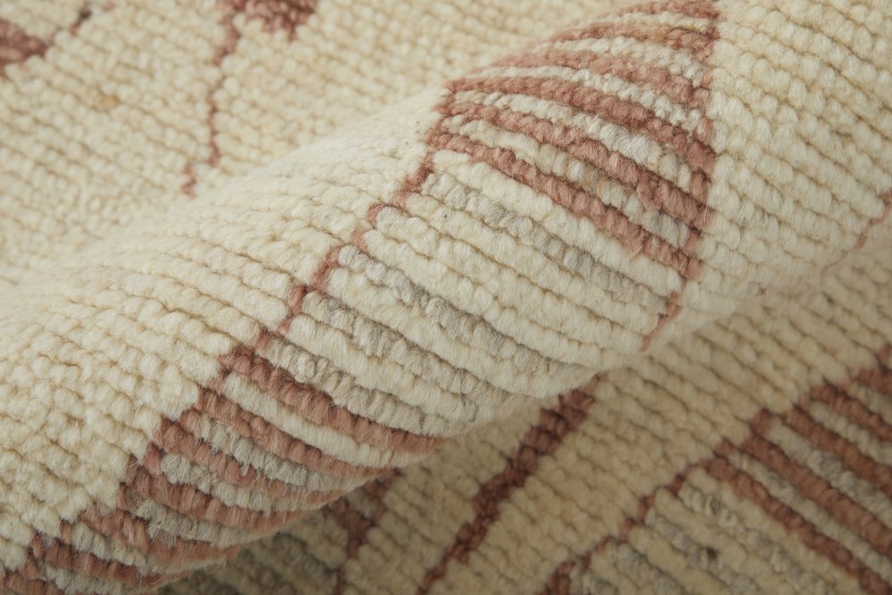 8' X 12' Gray and Red Wool Geometric Hand Knotted Area Rug