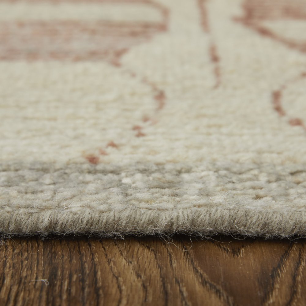 8' X 12' Gray and Red Wool Geometric Hand Knotted Area Rug