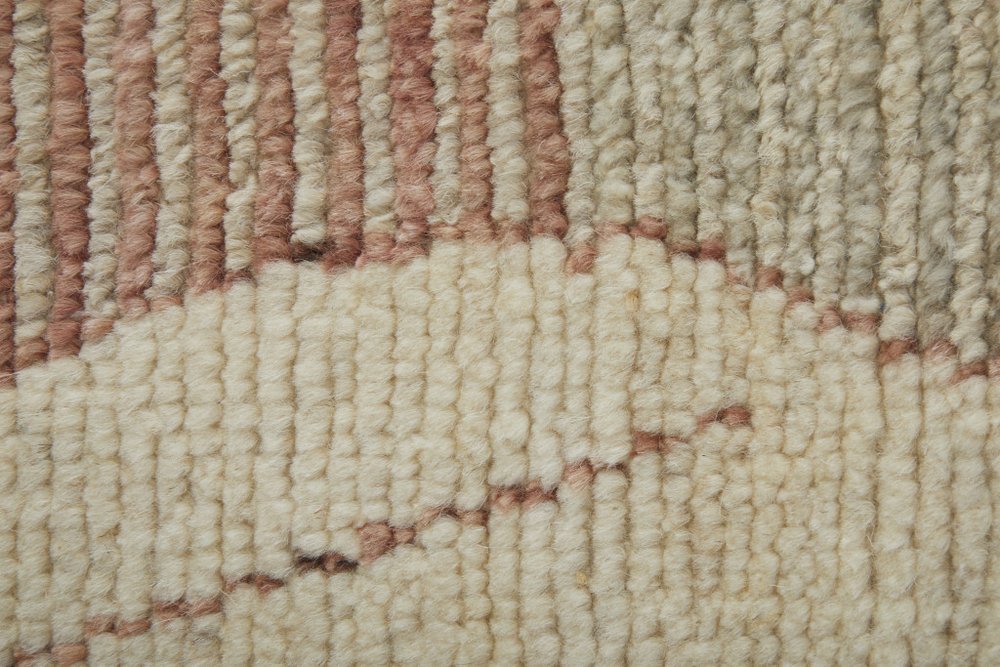 8' X 12' Gray and Red Wool Geometric Hand Knotted Area Rug