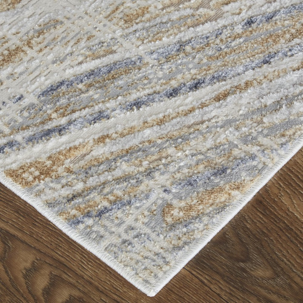 3' X 5' Ivory Gray And Tan Abstract Distressed Area Rug