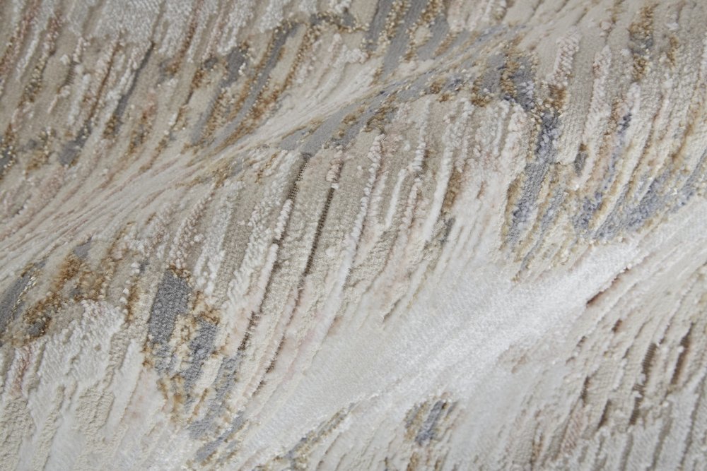 3' X 5' Ivory Tan And Blue Abstract Area Rug