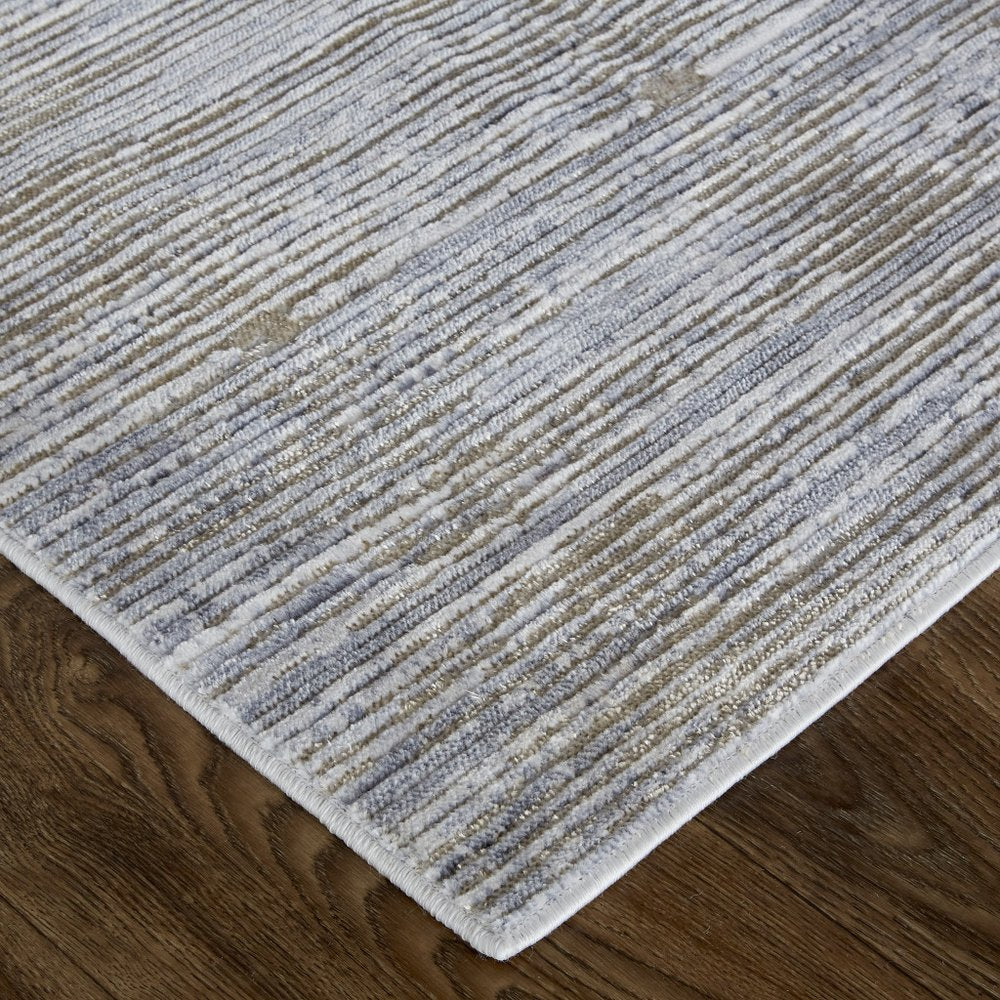 3' X 5' Taupe Silver And Tan Abstract Distressed Area Rug