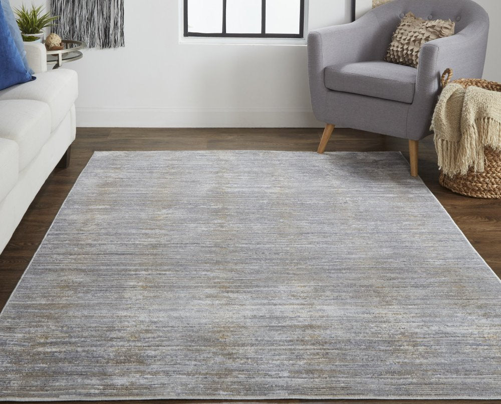 3' X 5' Taupe Silver And Tan Abstract Distressed Area Rug