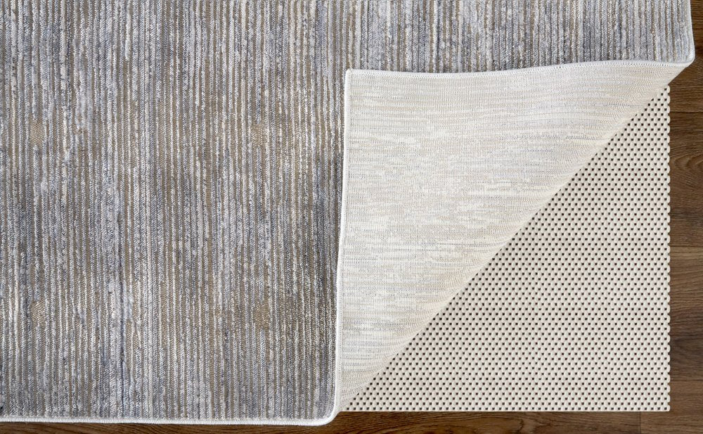 3' X 5' Taupe Silver And Tan Abstract Distressed Area Rug