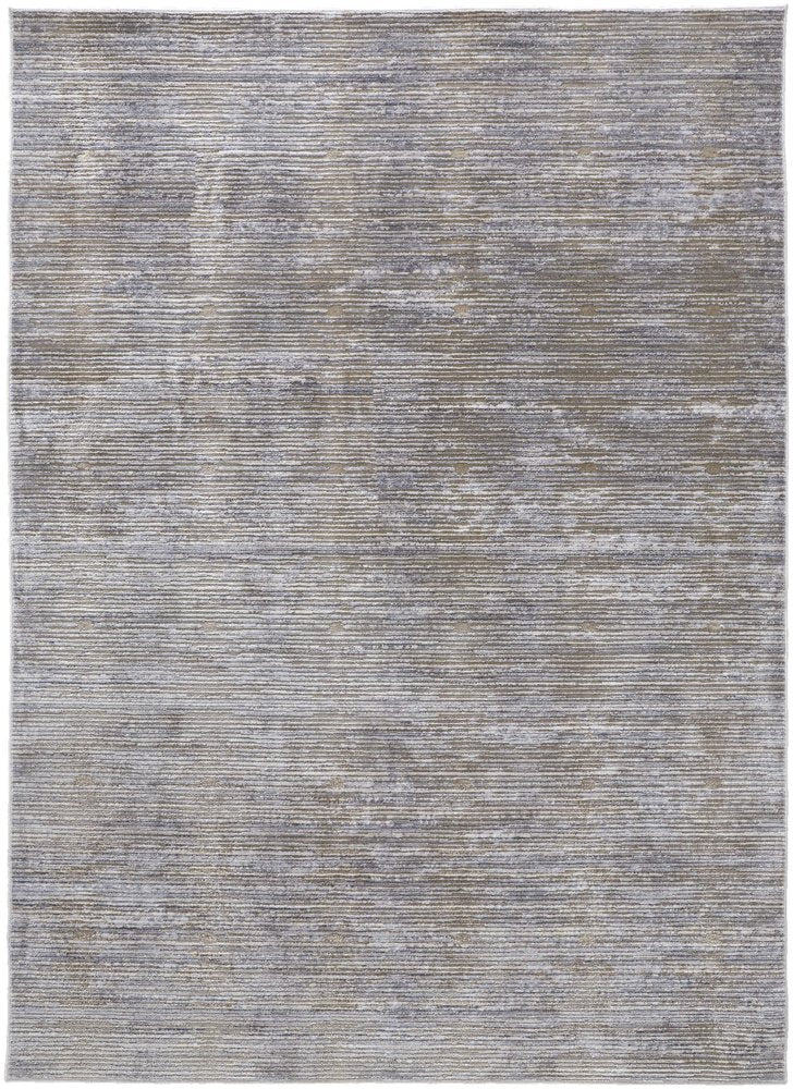3' X 5' Taupe Silver And Tan Abstract Distressed Area Rug