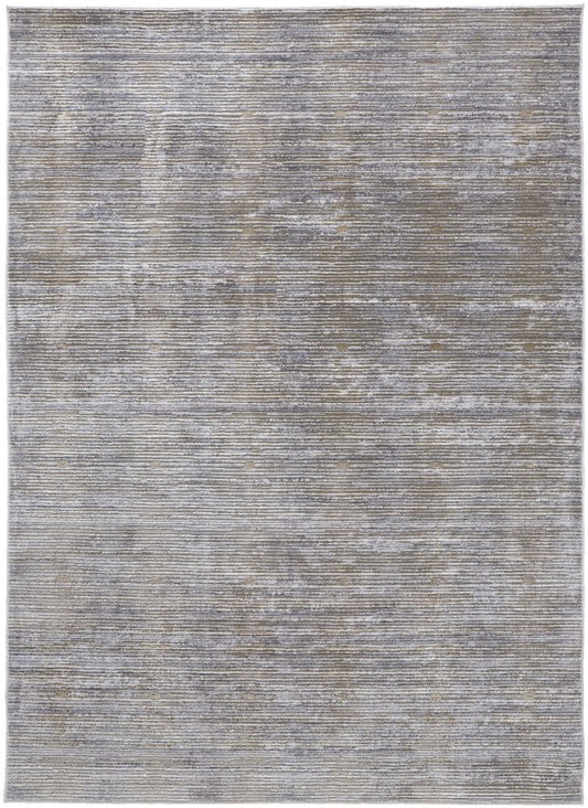 3' X 5' Taupe Silver And Tan Abstract Distressed Area Rug