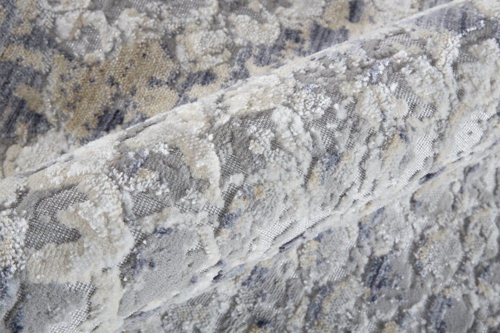 8' X 10' Gray Silver And Blue Geometric Area Rug