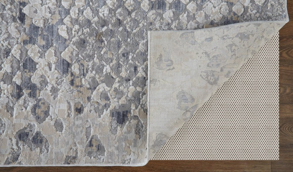 8' X 10' Gray Silver And Blue Geometric Area Rug