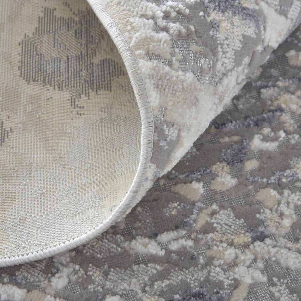 8' X 10' Gray Silver And Blue Geometric Area Rug