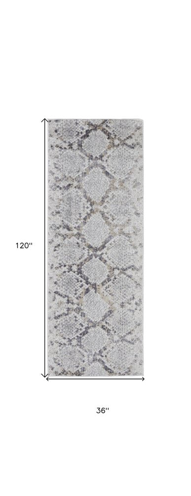 8' X 10' Gray Silver And Blue Geometric Area Rug