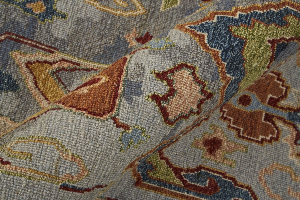 2' X 3' Ivory Blue and Brown Wool Ikat Hand Knotted Area Rug With Fringe