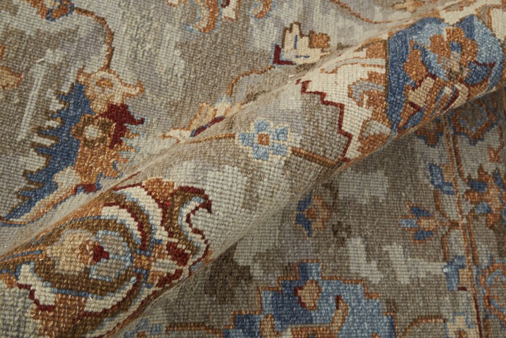 4' X 6' Tan Brown and Gray Wool Floral Hand Knotted Area Rug With Fringe