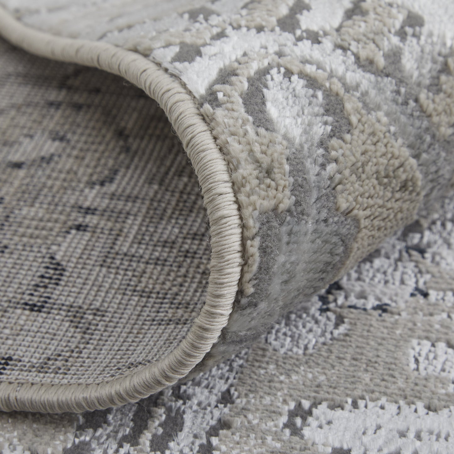 12' X 15' Black and Silver Abstract Power Loom Worn Faded Area Rug