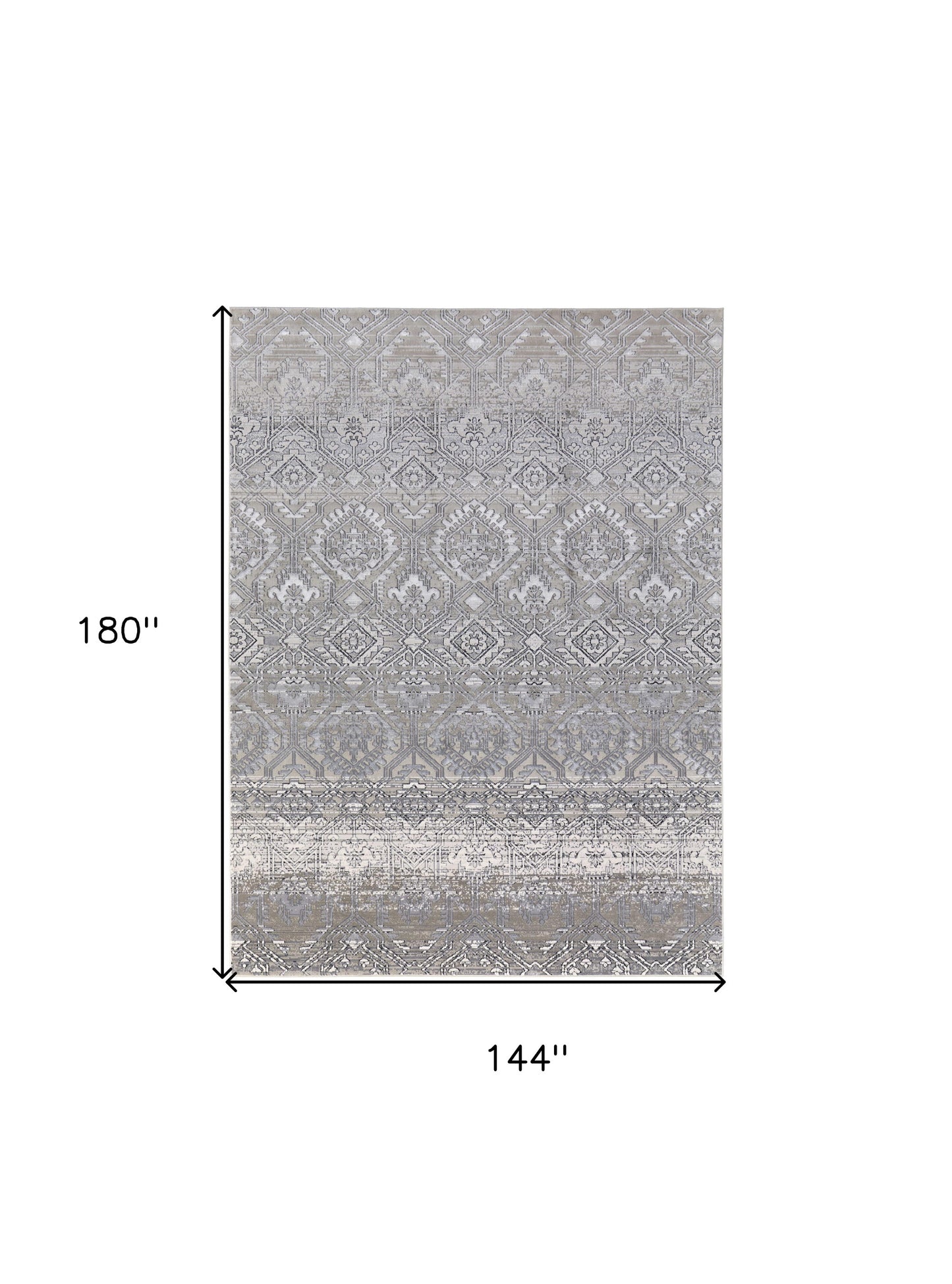 12' X 15' Black and Silver Abstract Power Loom Worn Faded Area Rug