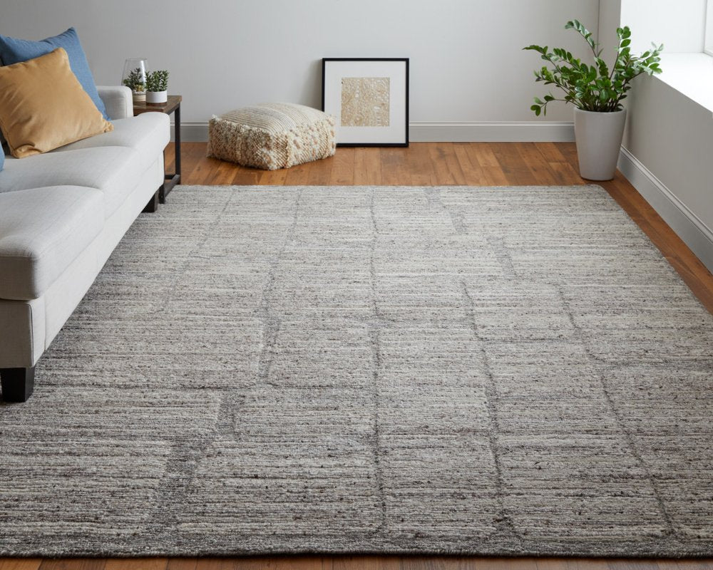 4' X 6' Taupe and Gray Abstract Hand Woven Worn Faded Area Rug
